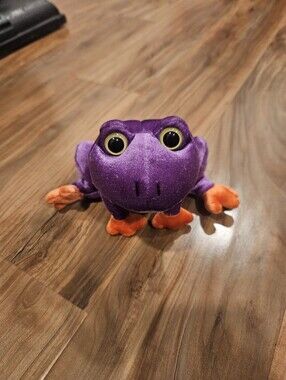 Plush Purple Frog Toy with Orange Feet - Soft Reptile Plush